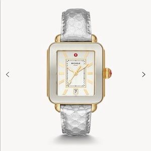 NWT Michele Gold Tone Sport Deco Watch